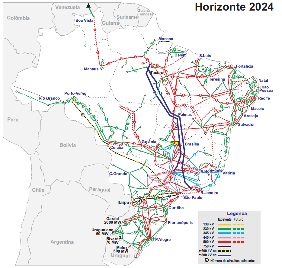 Mapa do sistema de transmissão - Horizonte 2024